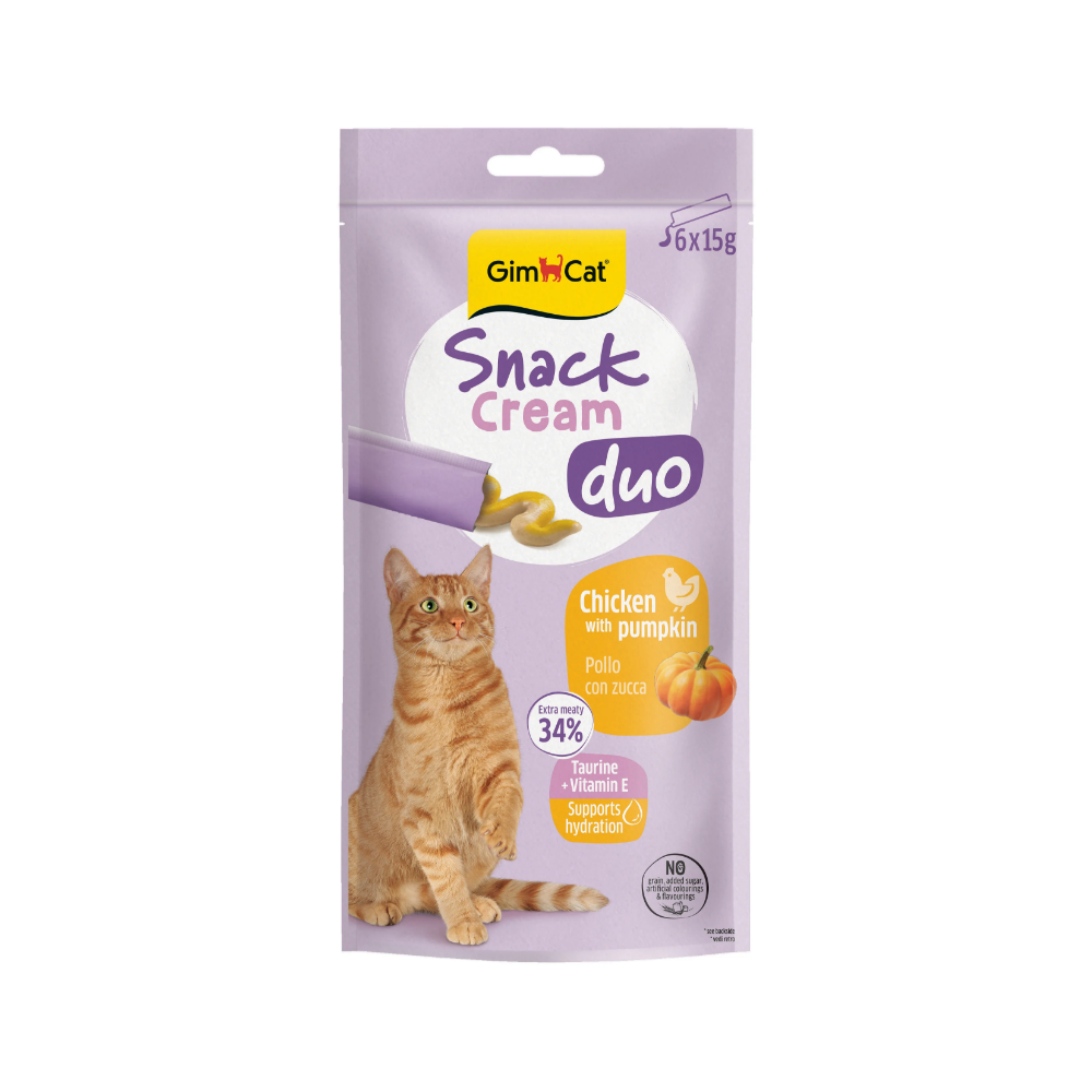 Gimcat Snack Cream Duo Chicken & Pumpkin Kedi Ödülü 6x15gr