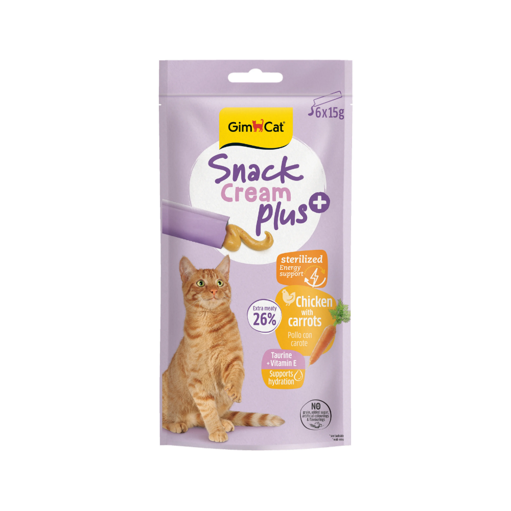 Gimcat Snack Cream Sterilised Chicken & Carrots Kedi Ödülü 6x15gr