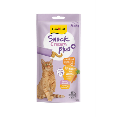 Gimcat Snack Cream Sterilised Chicken & Carrots Kedi Ödülü 6x15gr