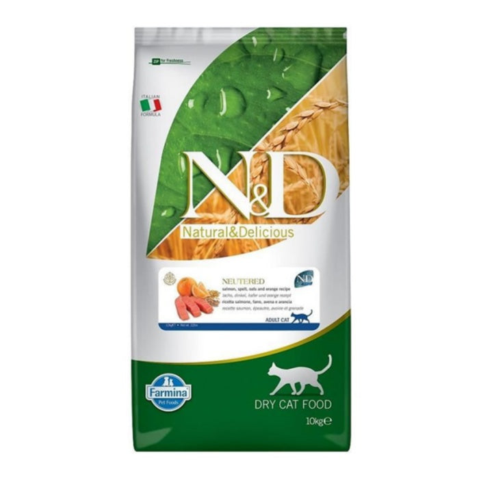 N&D Düşük Tahıllı Somon Balıklı 10 Kg Kısırlaştırılmış Kuru Kedi Maması