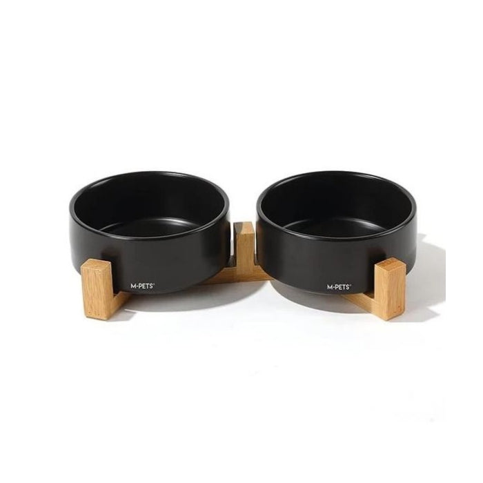 M-Pets Opera Seramik Mama Kabı Bamboo Standlı 2x850ml Black