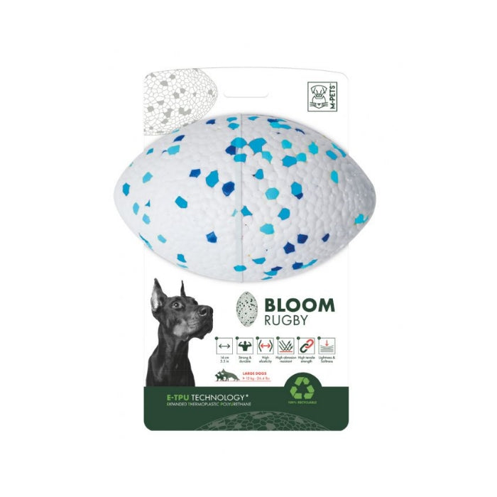 M-Pets Bloom Rugby Parçalanmaz Rugby Topu Beyaz/Mavi