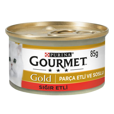 Gourmet Gold Parça Etli, Sığır Etli 85gr Yaş Kedi Konservesi