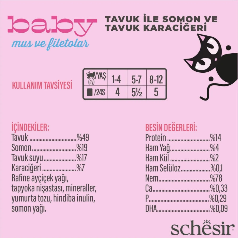 Schesir Baby Tavuk ile Somon Mus ve Fileto Konserve 55g