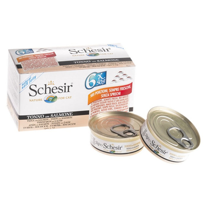 Schesir Jelly Ton Balığı ve Somon Jöle İçinde Yetişkin Kedi Konservesi Multipack 6x50g