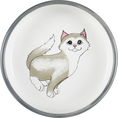 Trixie Seramik Kedi Mama Ve Su Kabı 0,3 L, 15 Cm, Gri/Beyaz