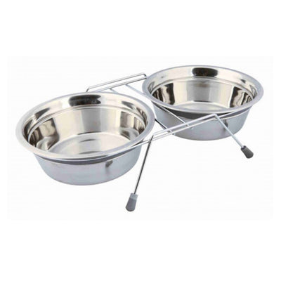 Trixie Köpek Mama Su Kabı, Tıkırtısız, Paslanmaz Çelik, 2 x 1,5 lt/ø 25 cm, Gri