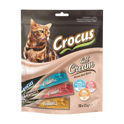 Crocus Çoklu Tavuklu Ton Balıklı Somonlu Krema Kedi Ödülü 30x15gr