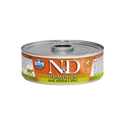 N&D Pumpkin Tahılsız Yaban Domuzu&Balkabağı&Elma 70gr Yaş Kedi Konservesi