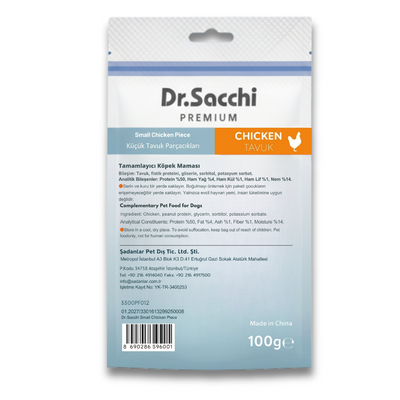 Dr.Sacchi Premium Küçük Tavuk Parçacıklı Tahılsız Köpek Ödülü 100 Gr