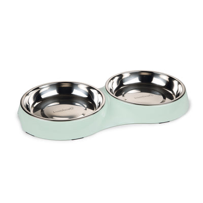 Beeztees Kedi İkili Mama ve Su Kabı, Paslanmaz Çelik, Mint, 35x18x3cm, 2x420ml