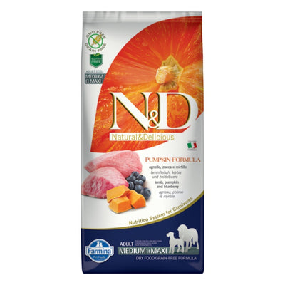 N&D Pumpkin Tahılsız Balkabaklı Kuzu Etli Yaban Mersinli 12 Kg Medium Maxi Yetişkin Kuru Köpek Maması