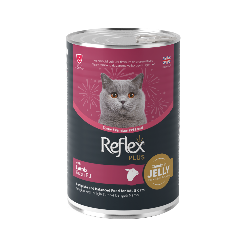Reflex Plus Jöle İçinde Et Parçacıklı Kuzu Etli Yetişkin Kedi Maması 400gr