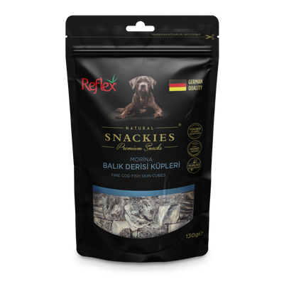 Reflex Snackies Morina Balık Derisi Küpleri Yetişkin Köpek Ödülü 130gr