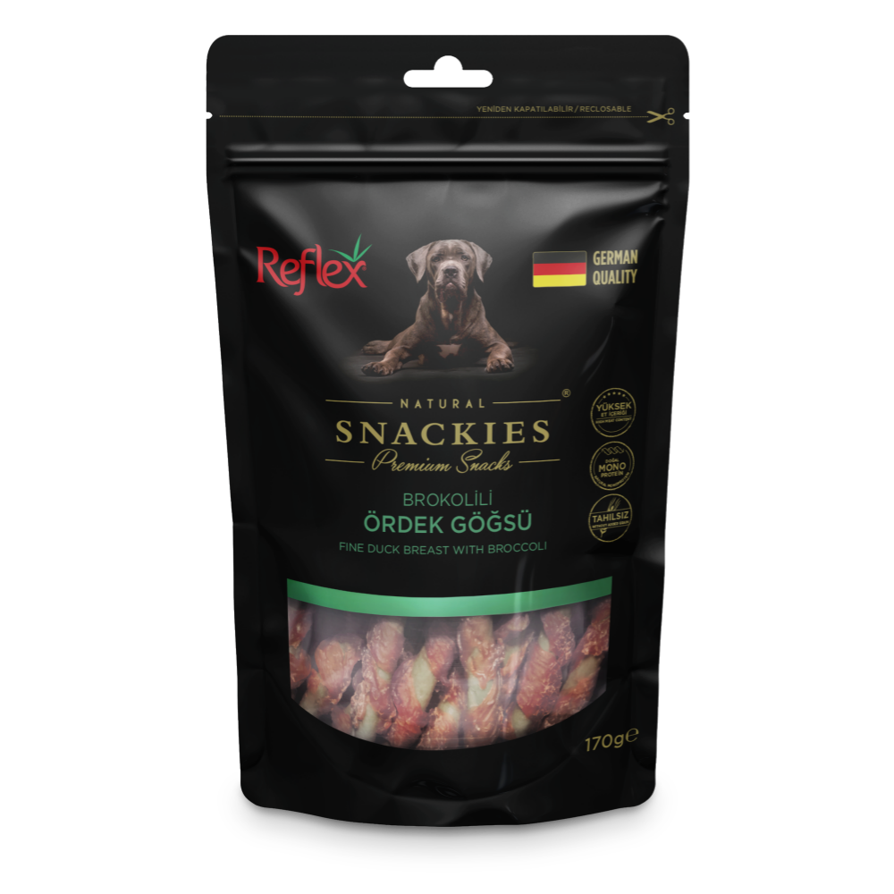Reflex Snackies Brokolili Ördek Göğsü Yetişkin Köpek Ödülü 170gr