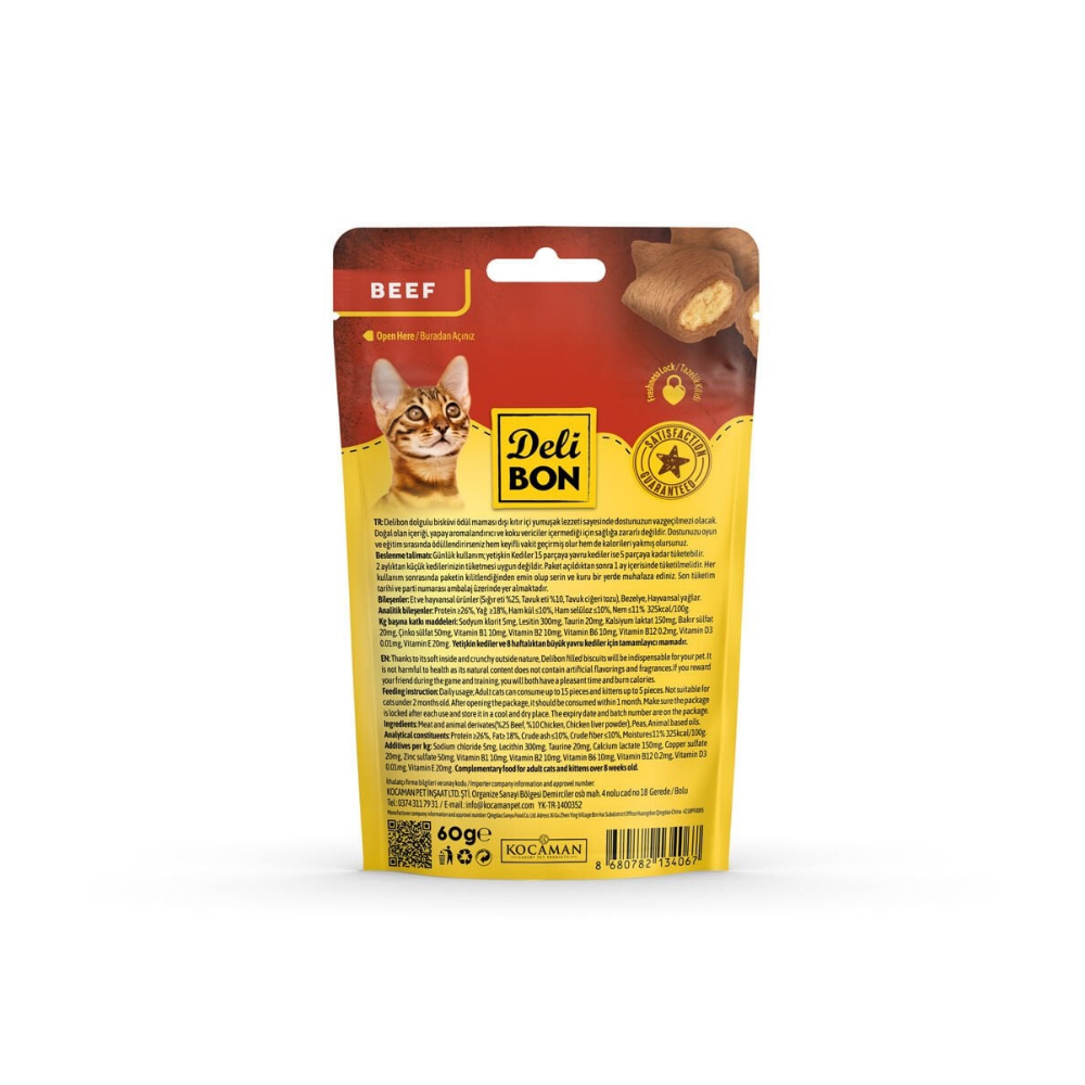 Delibon Bisküvi Kedi Ödül Maması Sığır Etli 60gr