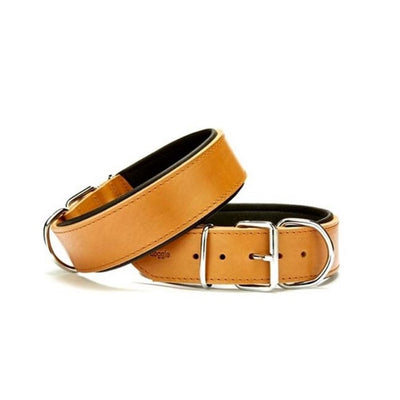 Doggie Çift Kat Gerçek Deriden El Yapımı Köpek Boyun Tasması 5x60-70cm - Camel