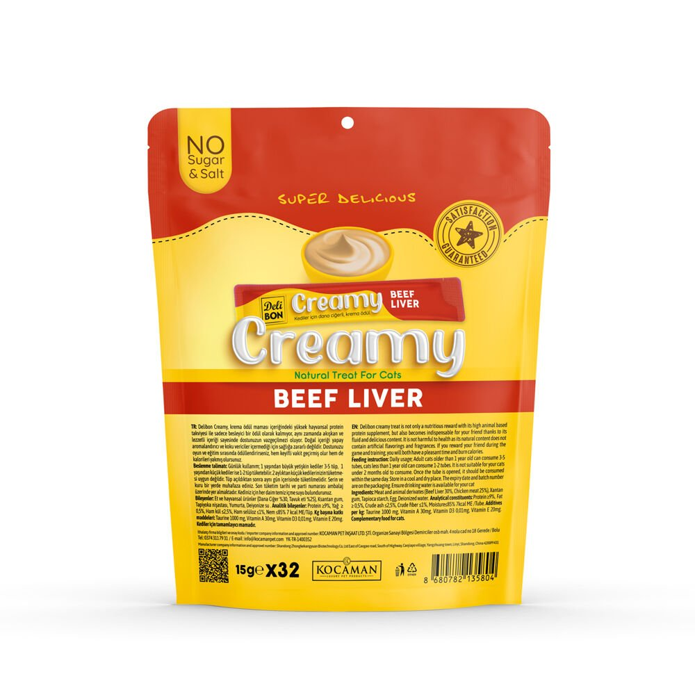 Delibon Creamy Ödül Maması Dana Ciğerli 15Gr 32Li Paket
