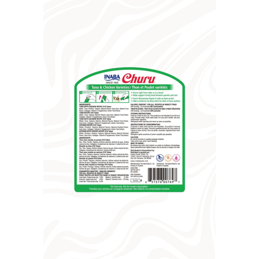 Inaba Ciao Churu Cream Tuna ve Tavuklu Kedi Ödül Kreması 50 x 14 Gr