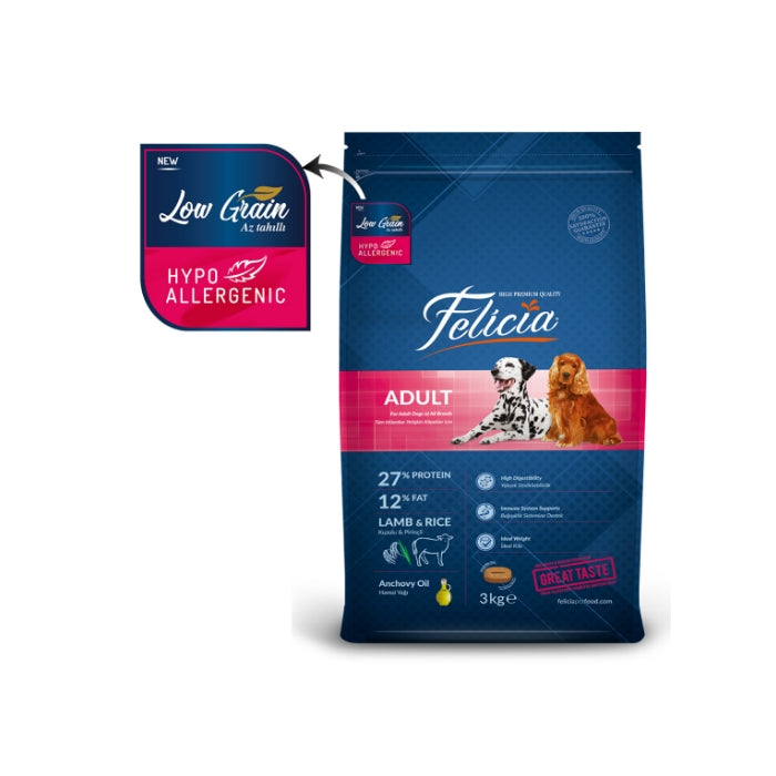 Felicia Az Tahıllı 3 Kg Yetişkin Kuzulu M/Large Breed HypoAllergenic Köpek Maması