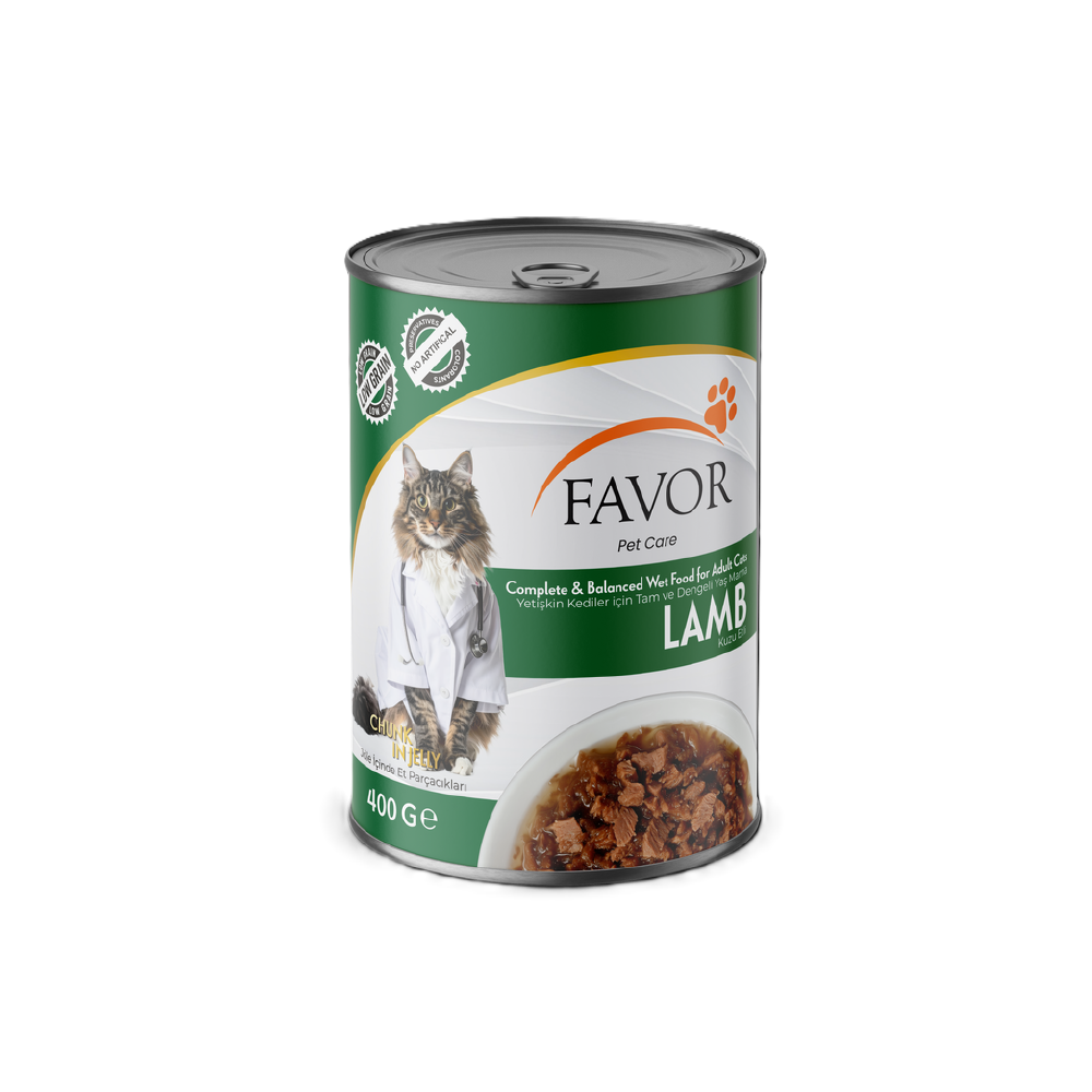 Favor Kuzulu Yetişkin Kedi Maması Konservesi 400Gr