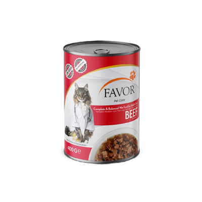 Favor Biftekli Yetişkin Kedi Maması Konservesi 400Gr