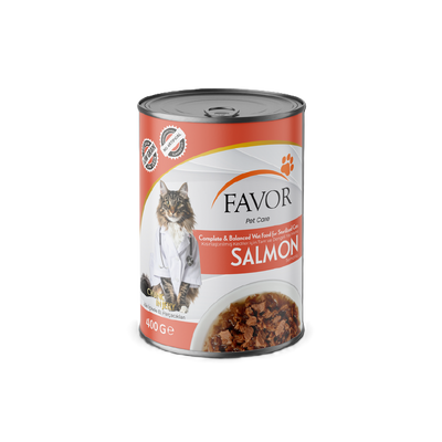 Favor Steril Somonlu Yetişkin Kedi Maması Konservesi.400Gr