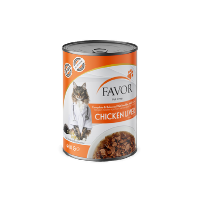Favor Tavuk Ciğerli Yetişkin Kedi Maması Konservesi.400Gr