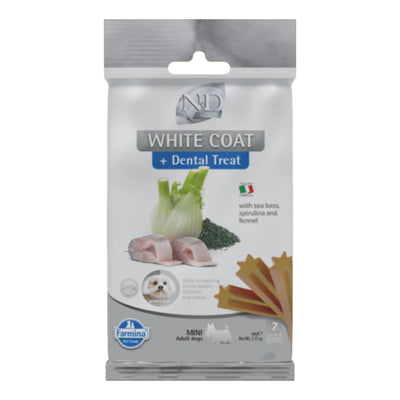N&D Dental Treat White Brown Levrek & Rezene & Spirulina Mini Köpek Ödülü 60Gr