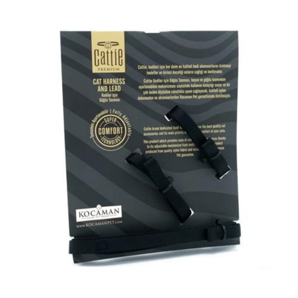 Cattie Kedi Göğüs & Gezdirme Takımı Siyah 1X25-40Cm