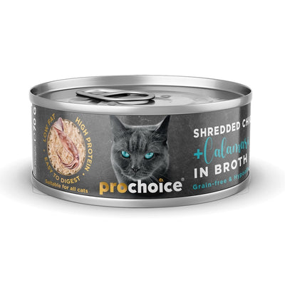 Prochoice Shredded, Tahılsız, Hipoalerjenik, Tiftiklenmiş Tavuk Etli Ve Kalamarlı Yaş Kedi Maması 70 gr