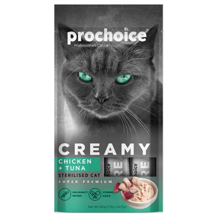 PROCHOICE Creamy Ton Balıklı ve Tavuklu Krema Kedi Ödül Maması 5x14gr