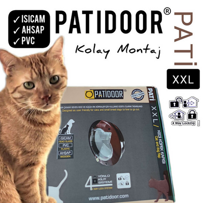 Patidoor Kedi Köpek Kapısı, 4 Yönlü Kilit Sistemli Kahverengi