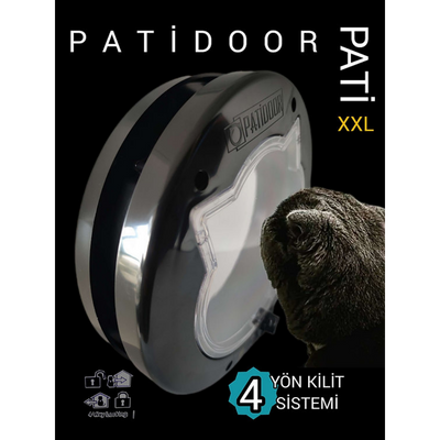 Patidoor Kedi Köpek Kapısı, 4 Yönlü Kilit Sistemli Siyah