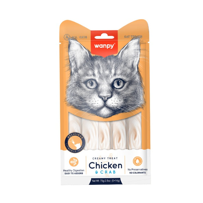 Wanpy Tavuk&Yengeç Krema Likit Kedi Ödülü 5*14gr