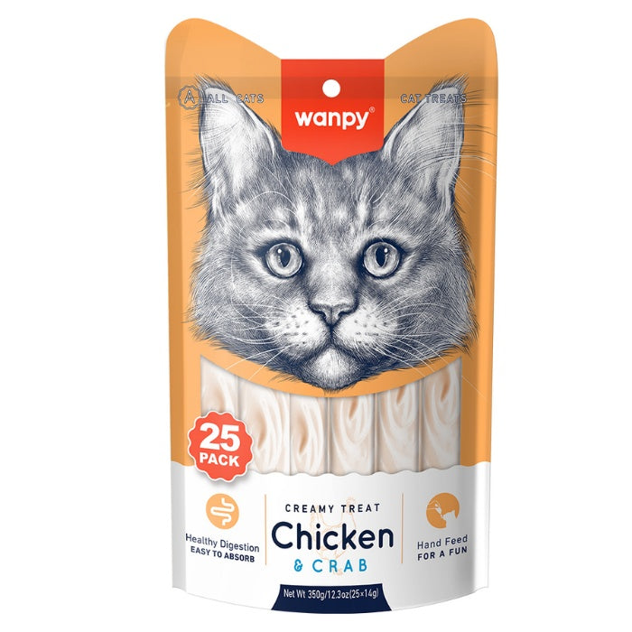 Wanpy Tavuklu&Yengeçli 25*14 gr Krema Kedi