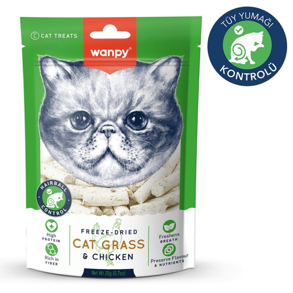 Wanpy Kedi Dondurulmuş Kedi Çimi ve Tavuklu Ödül 20gr