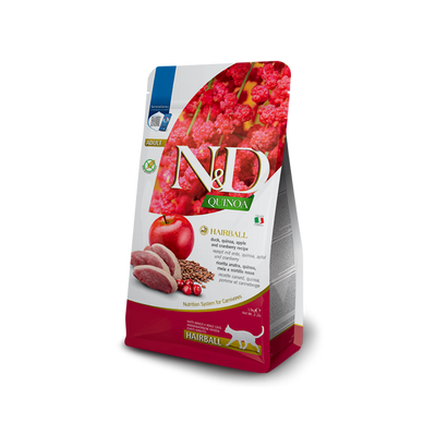 N&D Quinoa Hairball Ördek Etli Kinoa ve Elmalı 1.5 Kg Yetişkin Kedi Maması