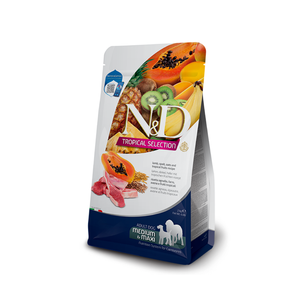 N&D Tropical Selection Kuzu Etli ve Tropikal Meyveli 2 Kg Medium Maxi Yetişkin Kuru Köpek Maması