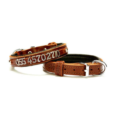 Doggie Konfor Deri İsimlikli Boyun Tasması Kahve 1,5X25-30Cm