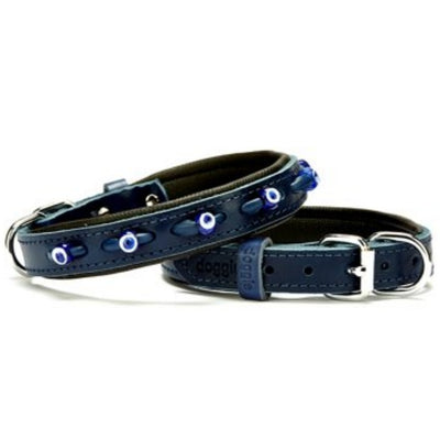 Doggie Konfor Deri Nazar Boncuklu Boyun Tasması Royalmavi 2X35-40Cm