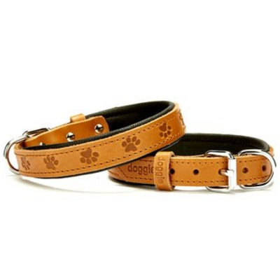 Doggie Konfor Deri Pati Desenli Boyun Tasması Camel 2X30-35Cm