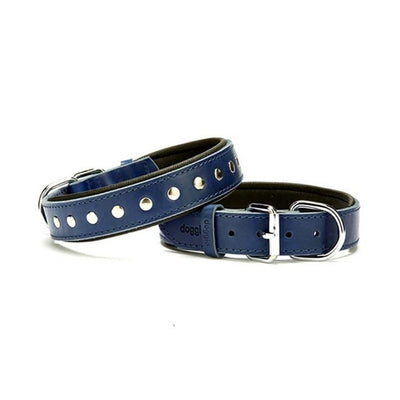 Doggie Yumuşak Doku Rivetli Köpek Boyun Tasması Royal Blue 3.0*55Cm