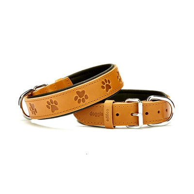 Doggie Konfor Deri Pati Desenli Boyun Tasması Camel 3,5X47-55Cm