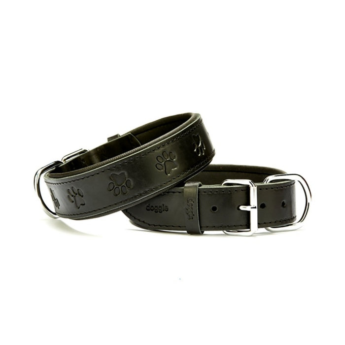 Doggie Konfor Deri Pati Desenli Boyun Tasması Siyah 4X47-55Cm