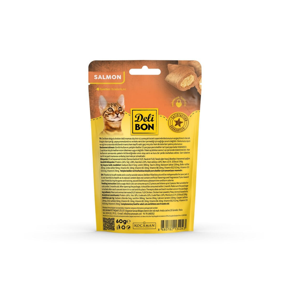 Delibon Bisküvi Kedi Ödül Maması Somonlu 60gr