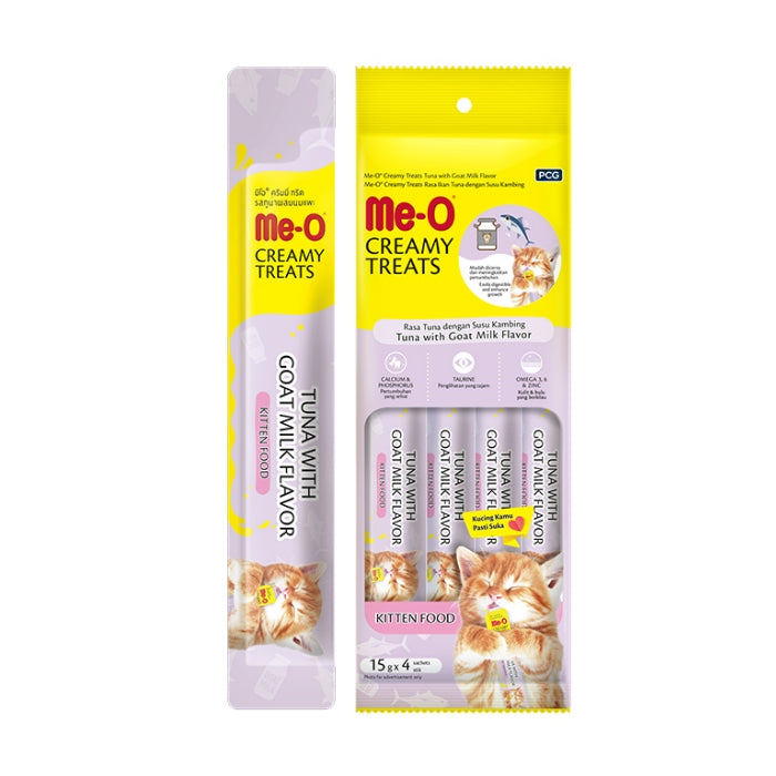 Me-O Creamy Treats Ton Balıklı Keçi Sütlü Sıvı Yavru Kedi Ödülü 4x15gr