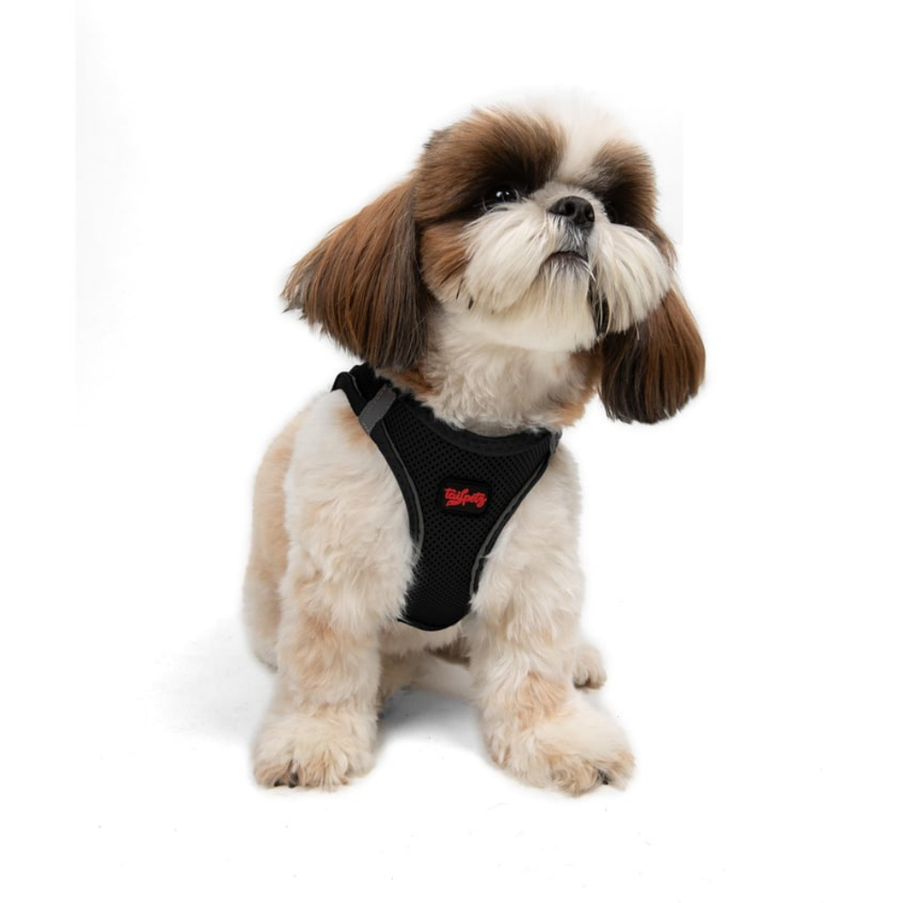 TailPetz Airmesh Black Köpek Göğüs Tasması S