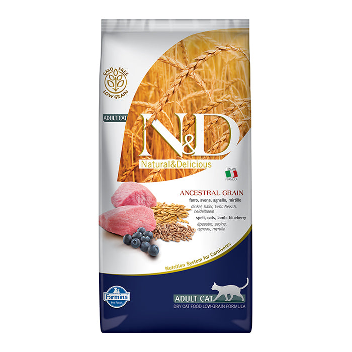 N&D Düşük Tahıllı Kuzu Etli Yaban Mersinli 5 Kg Yetişkin Kuru Kedi Maması