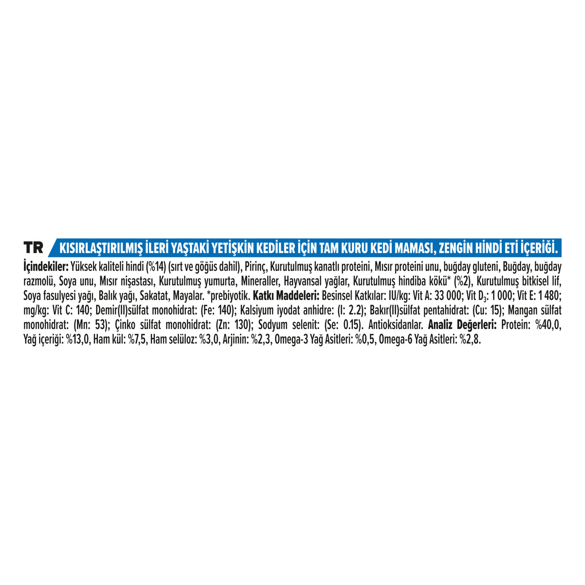 Pro Plan Sterilised Hindi Tavuk Senior+7 3 Kg Kısırlaştırılmış Yaşlı Kuru Kedi Maması